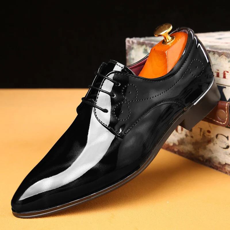 Patent Leather Oxford Shoes For Men Dress Shoes Men Formal Shoes Pointed Toe Business Wedding Plus Size  men dress shoe - Image 5