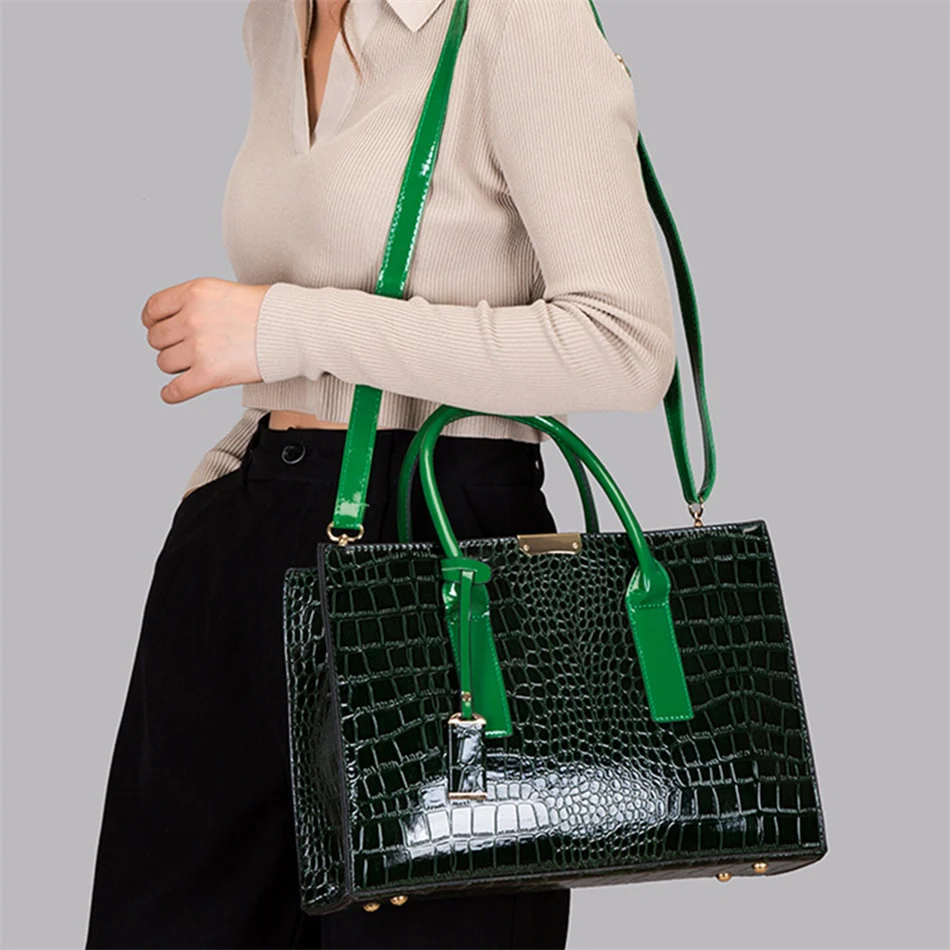 Patent Leather Women Messenger Bags Crocodile Female Crossbody Shoulder Hand Bags for Women 2022 High Quality Ladies Handbags - Image 14