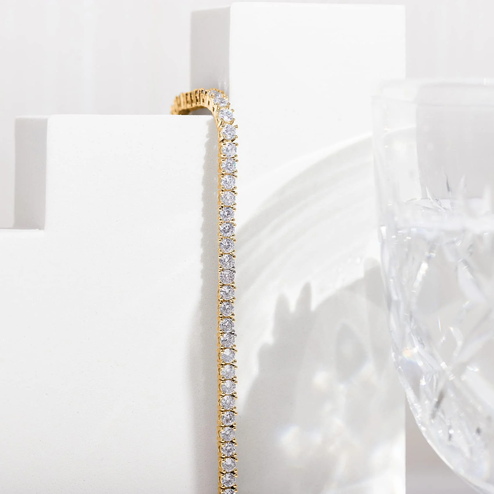 PAVOI 14K Gold Plated 3mm Cubic Zirconia Classic Tennis Bracelet | Gold Bracelets for Women | Size 6.5-7.5 Inch - Image 3