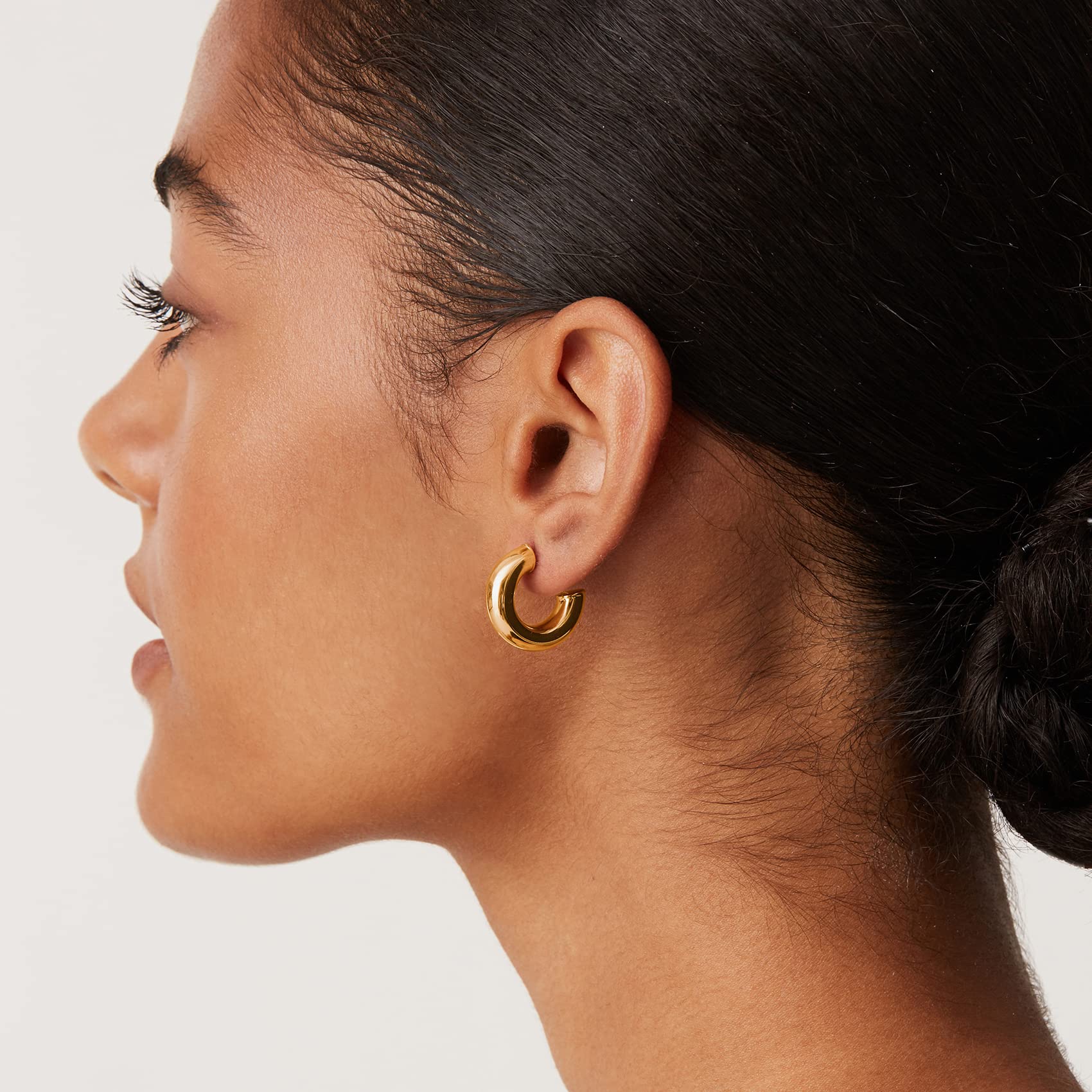 PAVOI 14K Yellow Gold Plated Lightweight Chunky Open Hoops | Gold Hoop Earrings for Women | 20mm Thick Infinity Gold Hoops Women Earrings - Image 3