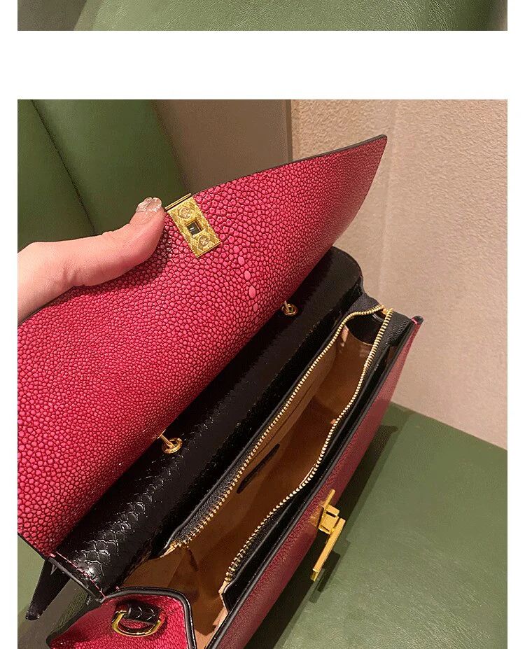 Pearl Fish Leather Pattern Women Handbags Luxury Fashion Lady Shell Bag Cowhide Shoulder Messenger Bag Portable Women's Tote Bag - Image 7