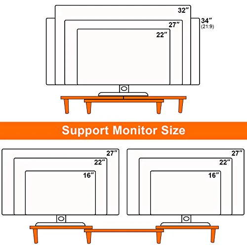 Pezin & Hulin Computer Monitor Stands for Desk, Dual Monitor Stand Riser, Desktop Oraganizer 3 Shelf with Storage, Adjustable Length and Angle, for Laptop, Screen, Printer, Bamboo - Image 4