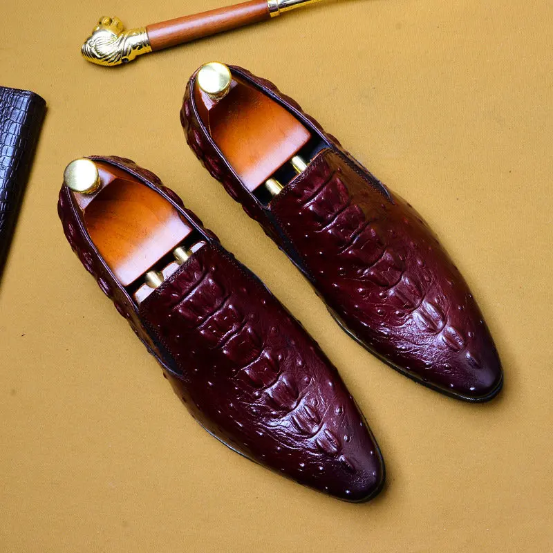 Phenkang Genuine Leather Black Mens Shoes Oxford Office Shoes For Men Luxury Dress Shoes Slipon Wedding Shoes For Men - Image 8