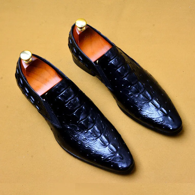 Phenkang Genuine Leather Black Mens Shoes Oxford Office Shoes For Men Luxury Dress Shoes Slipon Wedding Shoes For Men - Image 9