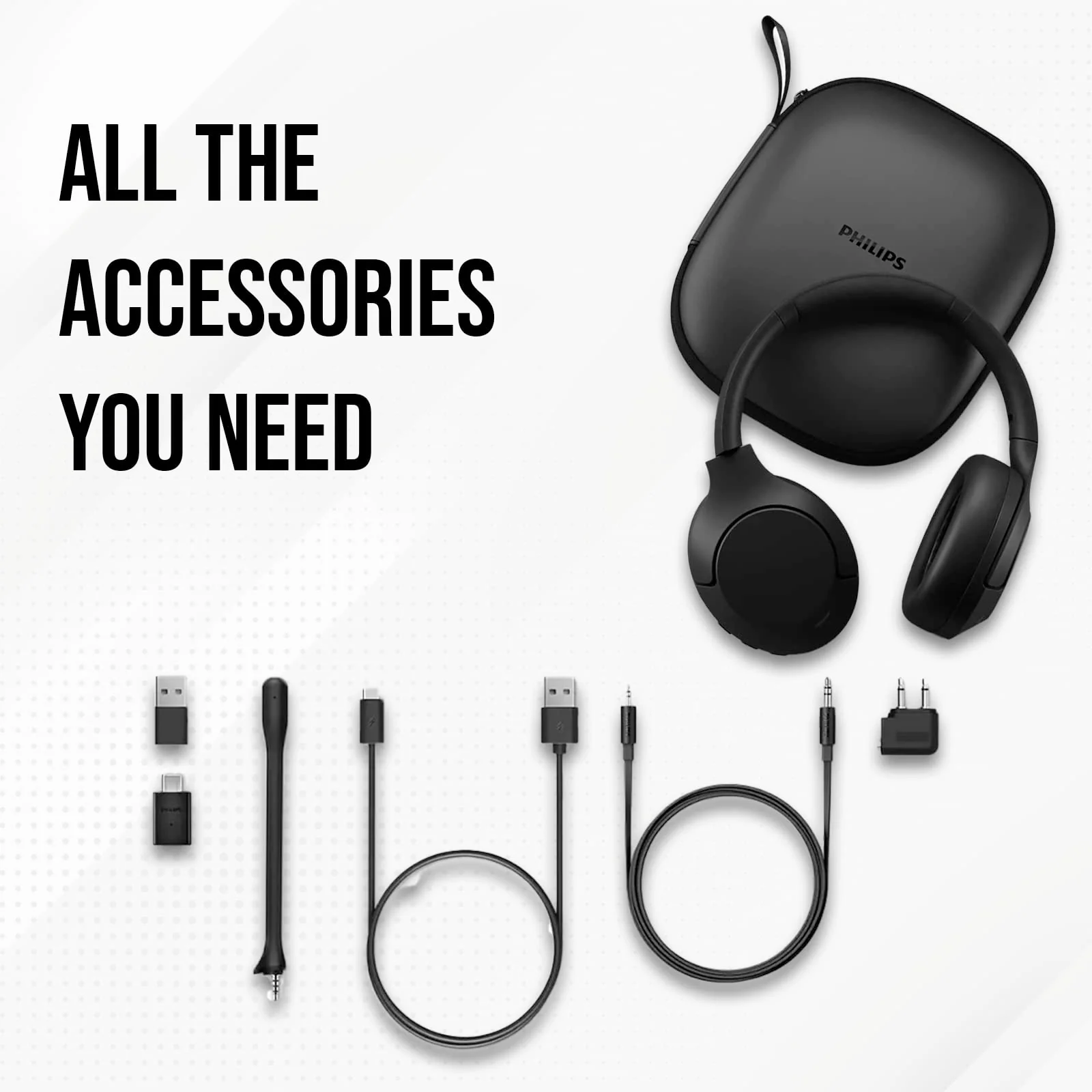 PHILIPS Wireless Noise Cancelling Headphones, Stereo Over The Ear Wireless Bluetooth Headphones with Removable Mic, Bluetooth Headset with Microphone, Lightweight and Touch Control, 55 Hours Playtime - Image 6