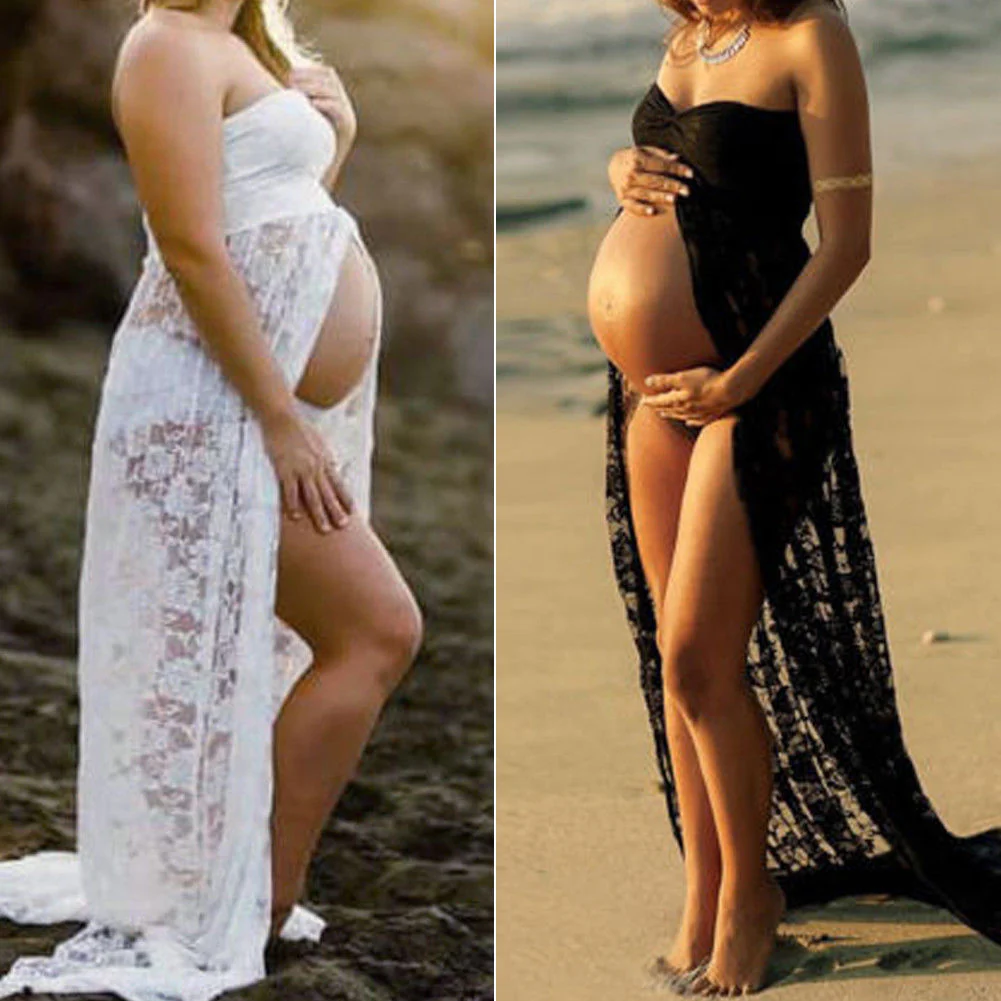 Photography Props Sexy Maternity Dress Sleeveless Strapless Lace Maxi Gown Pregnant Dresses for Photo Shoot Summer Dress - Image 5