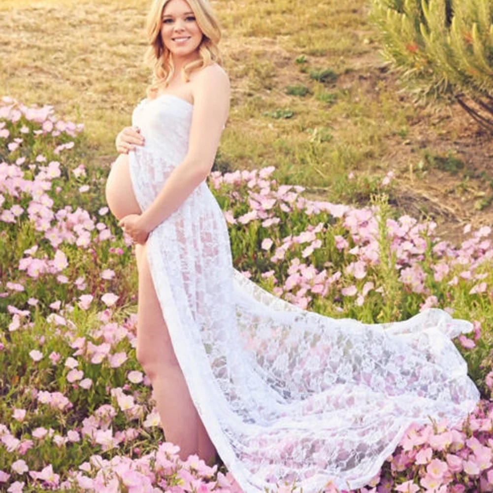 Photography Props Sexy Maternity Dress Sleeveless Strapless Lace Maxi Gown Pregnant Dresses for Photo Shoot Summer Dress - Image 6