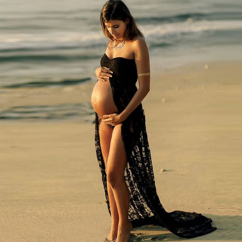 Photography Props Sexy Maternity Dress Sleeveless Strapless Lace Maxi Gown Pregnant Dresses for Photo Shoot Summer Dress - Image 7