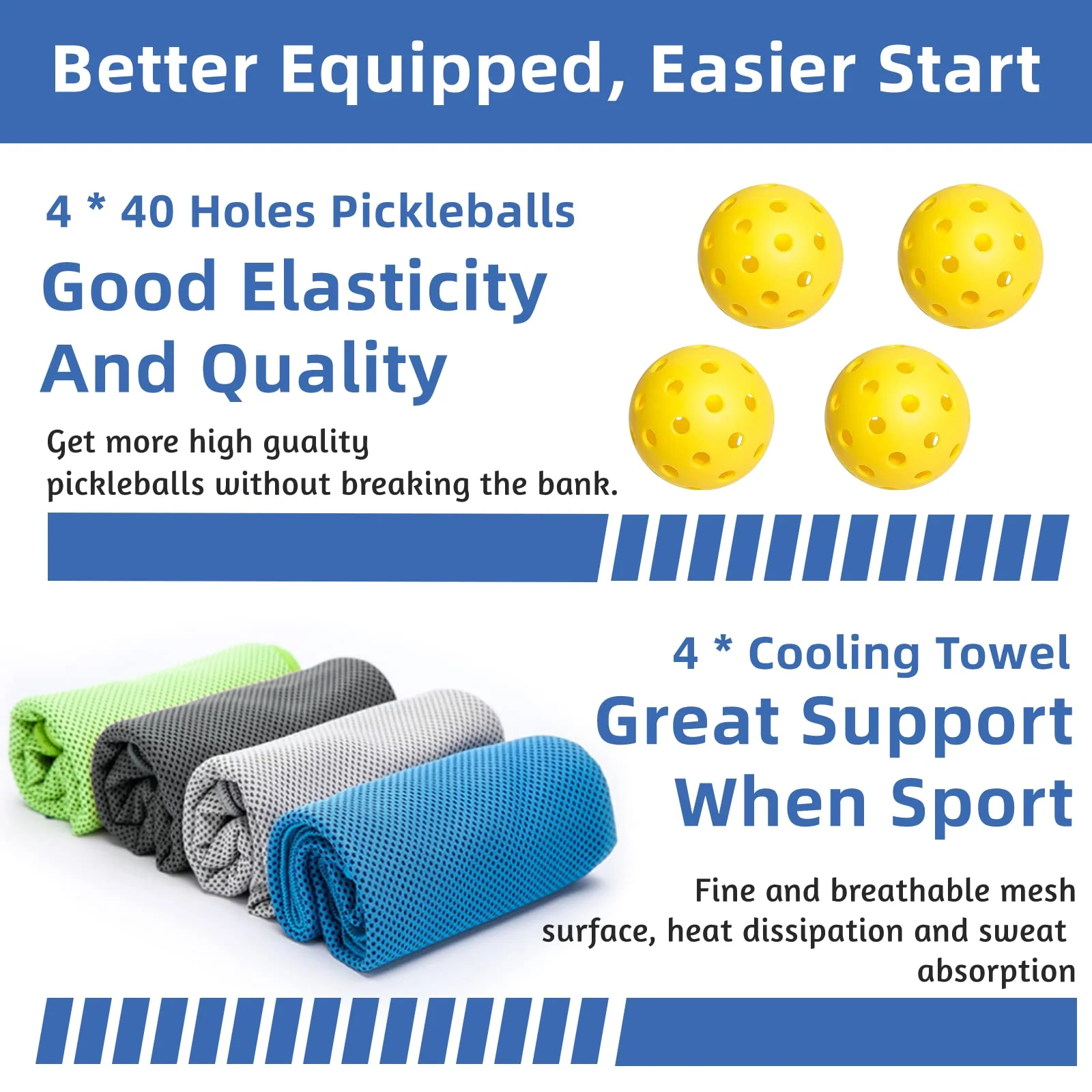Pickleball Set with 4 Premium Wood Pickleball Paddles, 4 Pickleball Balls, 4 Cooling Towels & Carry Bag, Pickleball Rackets with Ergonomic Cushion Grip, Gifts for Men Women - Image 4