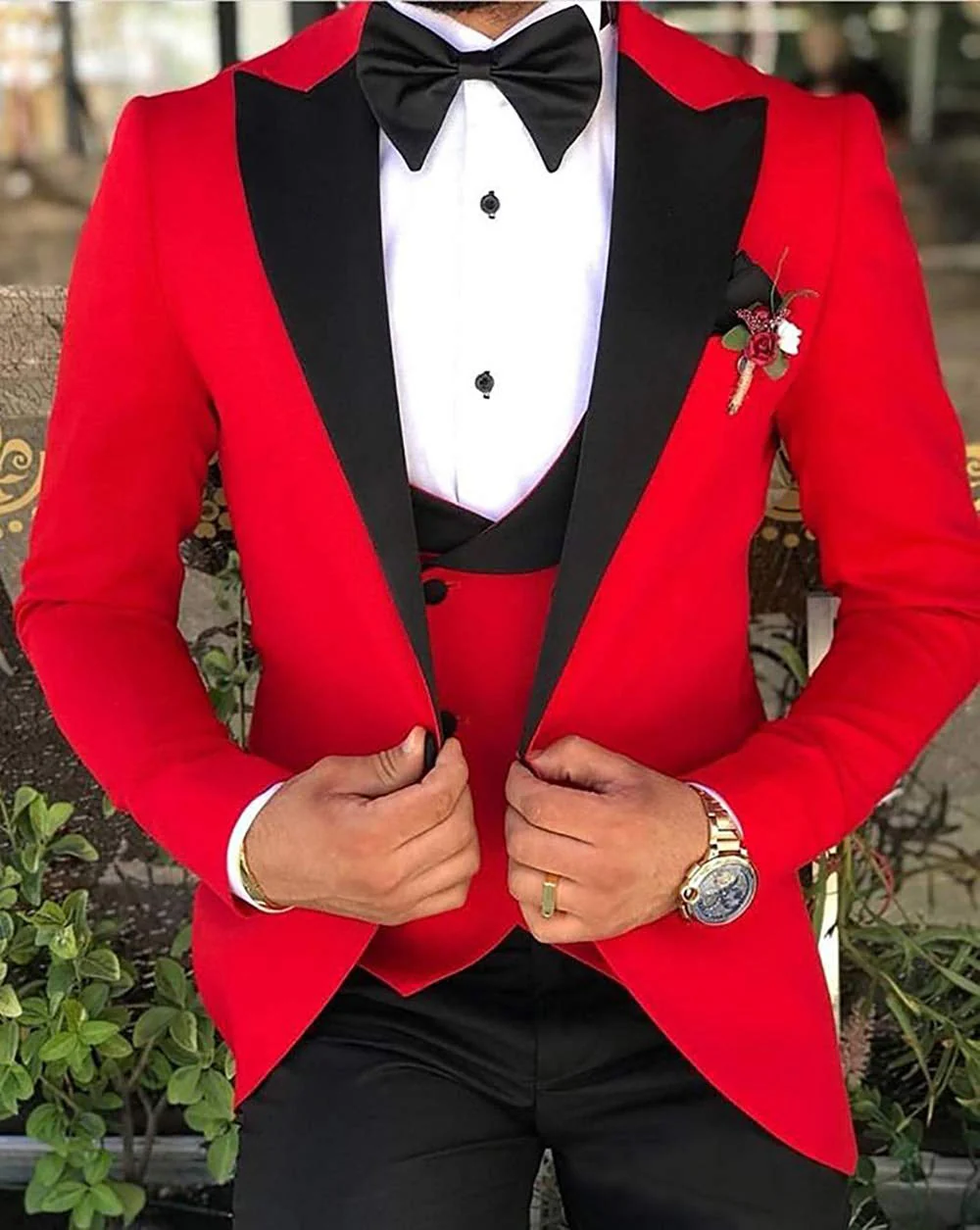 Pink Mens Suits 3 Pieces Slim Fit Casual Business Groomsmen Green Champagne Lapel Tuxedos for Formal Wedding (Blazer+Pants+Vest) - Image 6