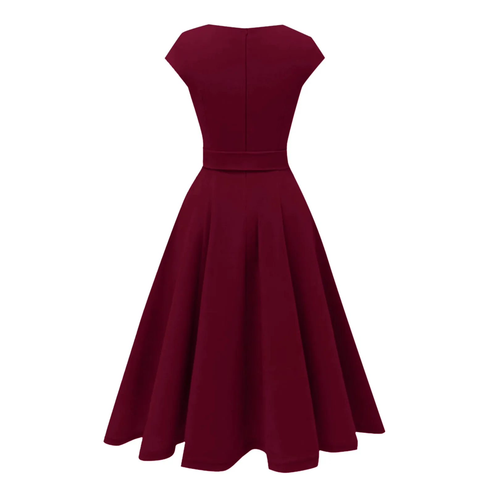 Pink Sleeveless Dress Women Crew Neck Big Swing Dress Vintage Robe Femme Elegant pin up Party Office Midi Dresses Xmas Vestidos - Image 6
