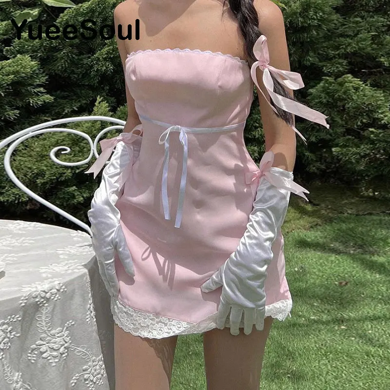 Pink Women Dress Sleeveless Slim Sexy Elegant Mini Dresses 2023 New In Summer Y2K Sweet Party Prom Chic Prom Evening Dresses - Image 66