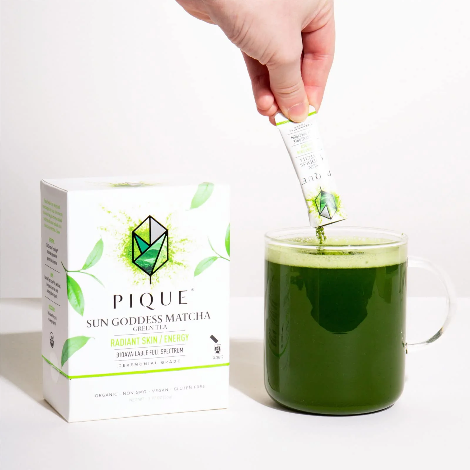 Pique Organic Sun Goddess Matcha - Ceremonial Grade Matcha Green Tea Powder, Supports Radiant Skin, Calm Energy - 28 Single Serve Sticks (Pack of 1) - Image 5