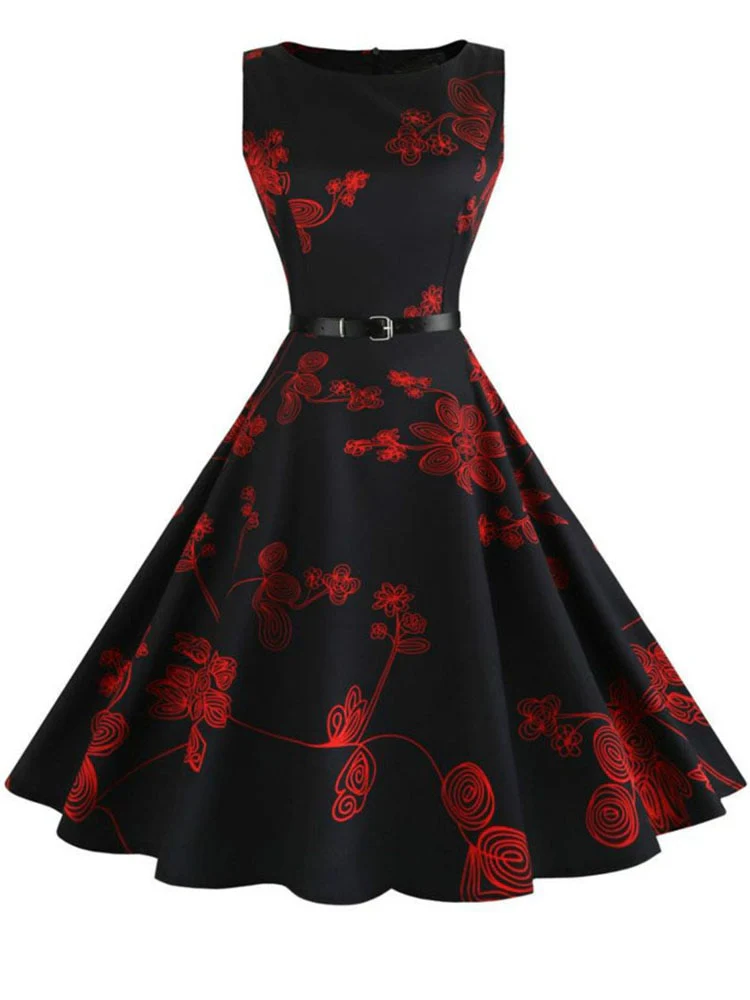 Plaid Print Vintage Dress Women Summer Floral Swing Party Dresses Hepburn 50s 60s Retro Elegant Robe feminino Vestidos - Image 15