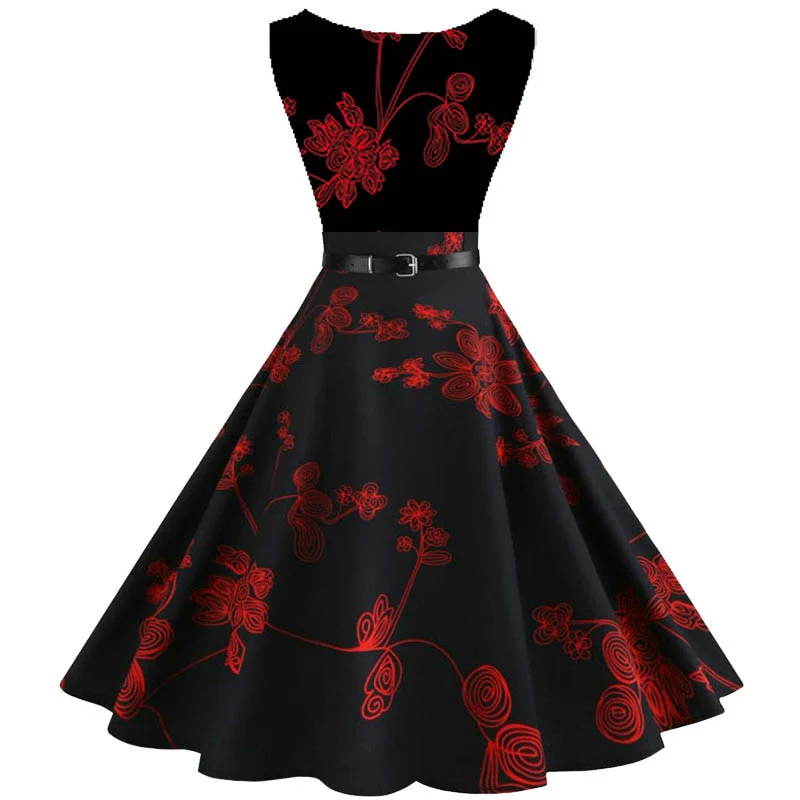 Plaid Print Vintage Dress Women Summer Floral Swing Party Dresses Hepburn 50s 60s Retro Elegant Robe feminino Vestidos - Image 3
