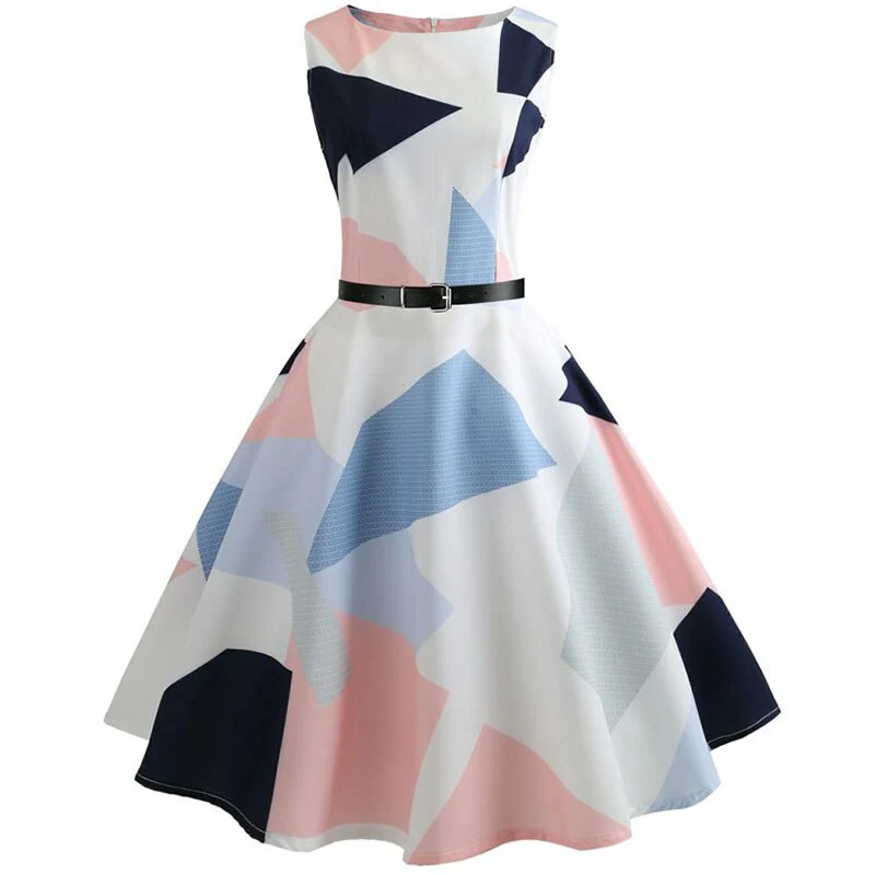 Plaid Print Vintage Dress Women Summer Floral Swing Party Dresses Hepburn 50s 60s Retro Elegant Robe feminino Vestidos - Image 9