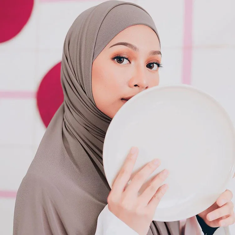 Plain Color Chiffon Hijab Scarf with Bandage Non-Slip Muslim Women Breathable Islam Long Hijabs Headband Fashion Turban Headwrap - Image 2
