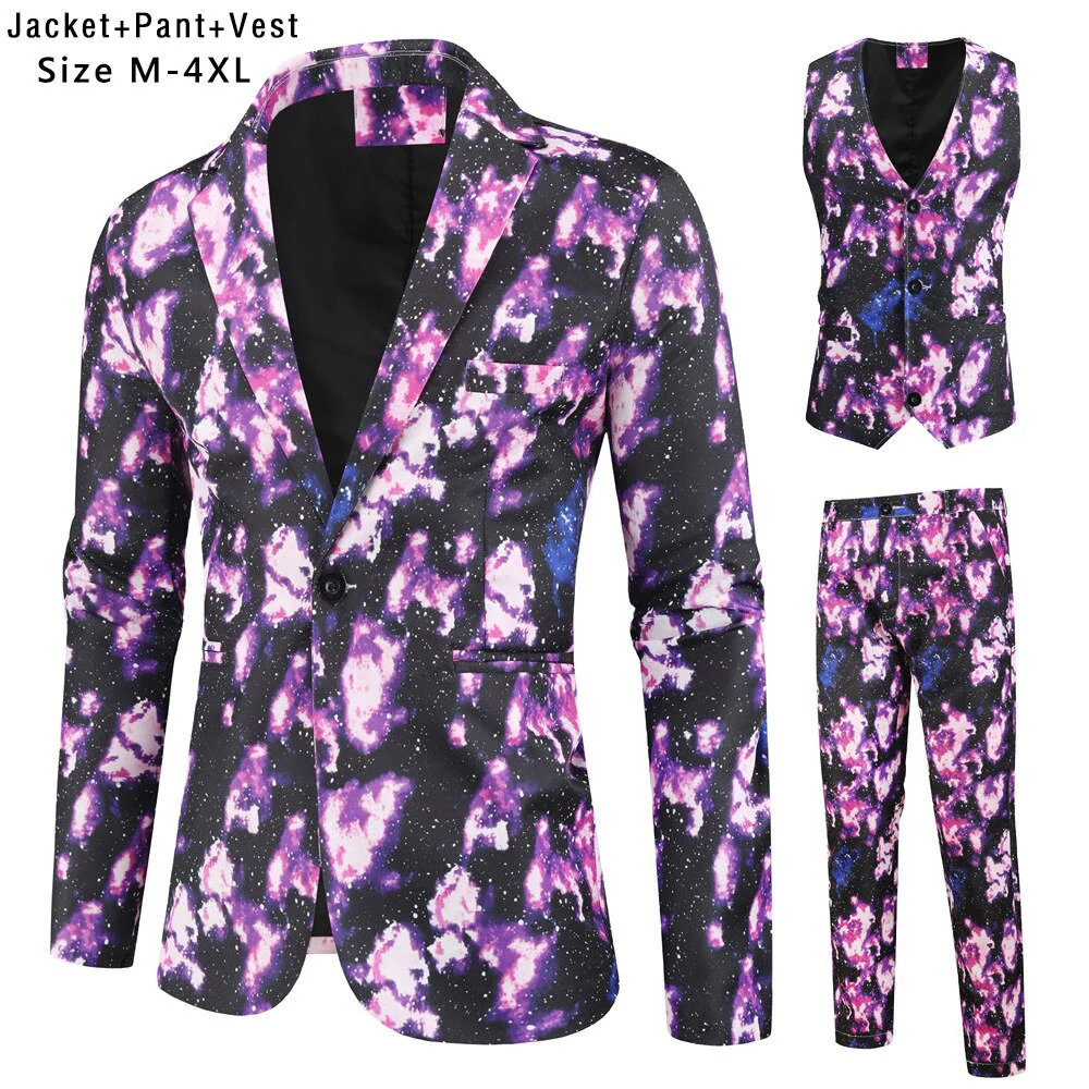 Playing Cards Poker Print Suits Mens Blazer Jacket Korean Fashion Party Prom Costume Sets Homme Men's Vintage Pants Vest Hombre - Image 2