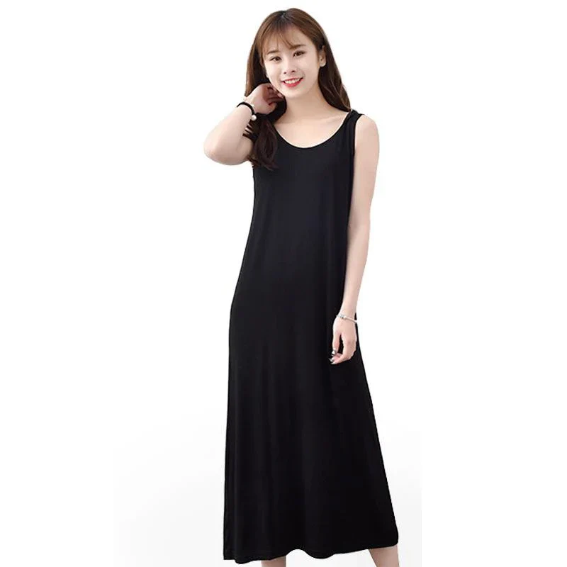 Plus Size 6XL Sexy Modal Lingerie Nightdress Women Casual Sleepwear Long Nightgown Nightie Sleeveless Summer Loose Home Dress - Image 11