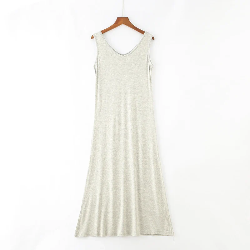 Plus Size 6XL Sexy Modal Lingerie Nightdress Women Casual Sleepwear Long Nightgown Nightie Sleeveless Summer Loose Home Dress - Image 8