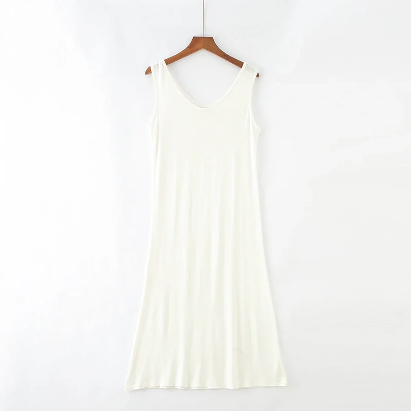 Plus Size 6XL Sexy Modal Lingerie Nightdress Women Casual Sleepwear Long Nightgown Nightie Sleeveless Summer Loose Home Dress - Image 9