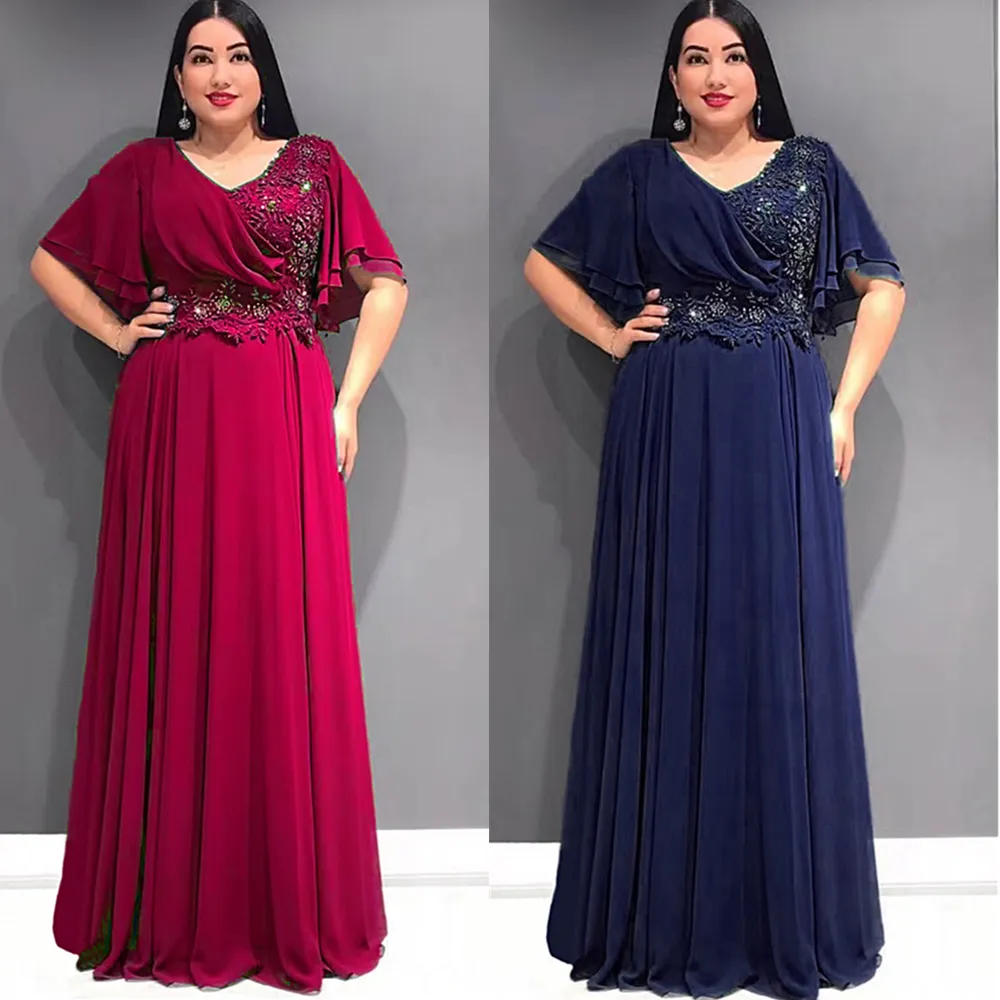 Plus Size African Party Dresses for Women 2023 New Fashion Dashiki Ankara Lace Wedding Gowns Elegant Turkey Muslim Maxi Dress - Image 2