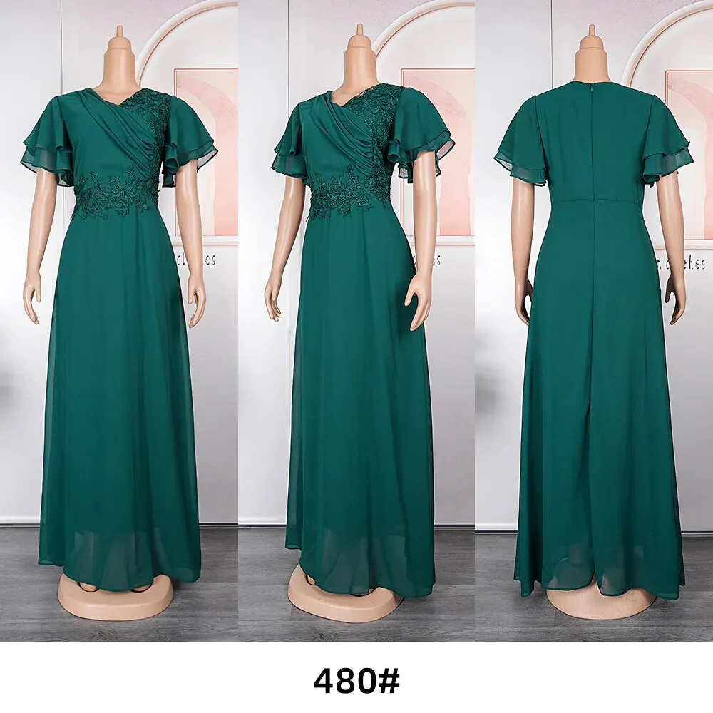 Plus Size African Party Dresses for Women 2023 New Fashion Dashiki Ankara Lace Wedding Gowns Elegant Turkey Muslim Maxi Dress - Image 3