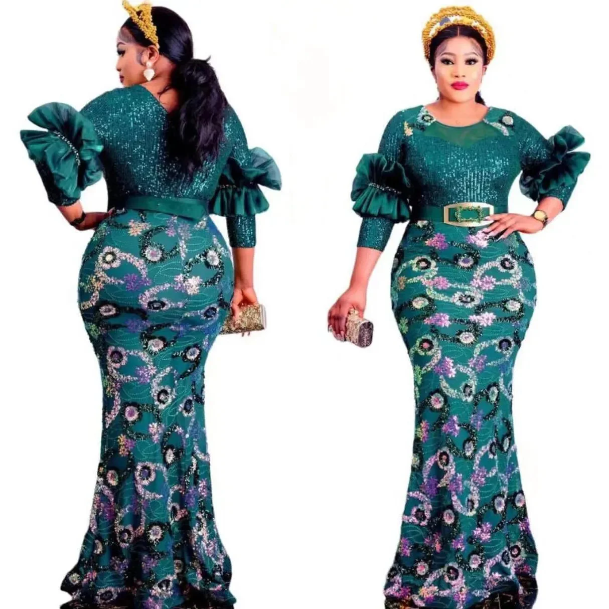 Plus Size African Party Long Dresses for Women 2023 New Dashiki Ankara Sequin Evening Gowns Turkey Outfits Robe Africa Clothing - Image 6