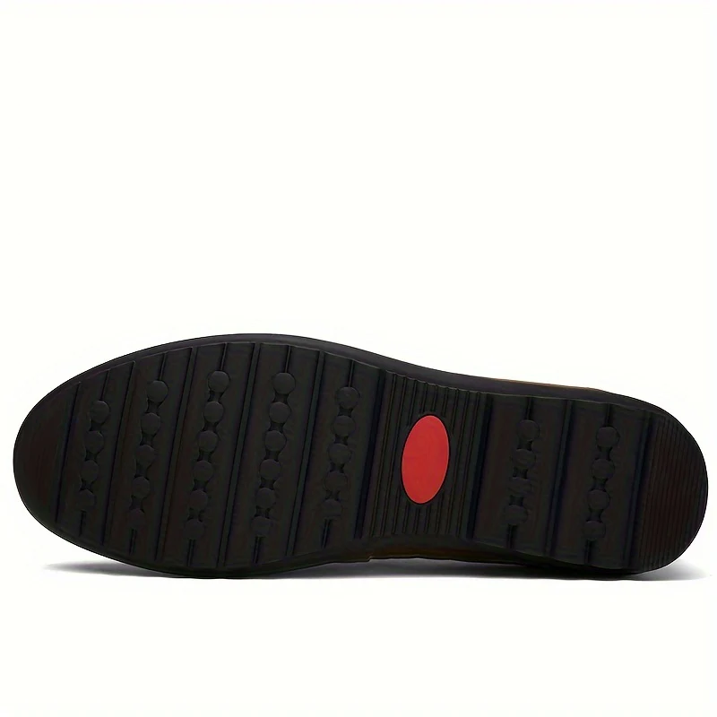 Plus Size CLOHOO Men's Solid Colour Split Leather Slip On Loafer Shoes, Comfy Non Slip Rubber Sole Dress Shoes, Men's Footwear - Image 2