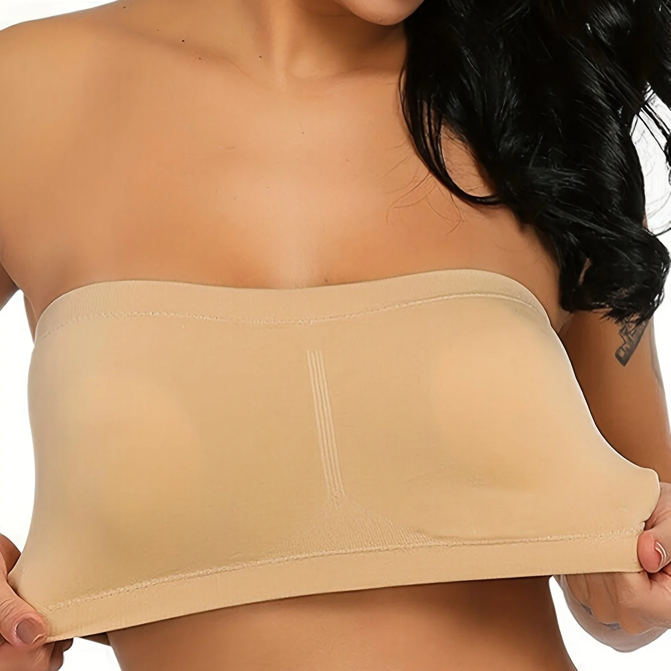 Plus Size Double-Layer Anti-Slip Strapless Bra with Removable Pads - No Underwire Seamless Smoothing High Elasticity Black Camisole Top for Casual Attire, Comfortable Daily Wear, Offshoulder Fashion, Smooth Fabric Finish - Image 12