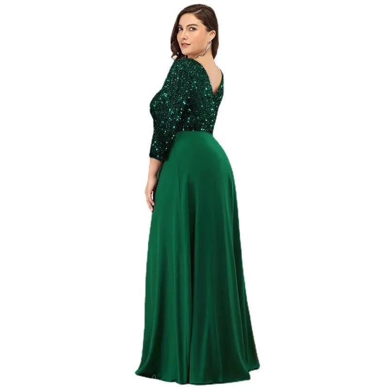 Plus Size Dresses for Women 2023 Elegant Sequin Chiffon Evening Party Dress Fashion Maxi Formal Wedding Luxury Cocktail Vestidos - Image 6