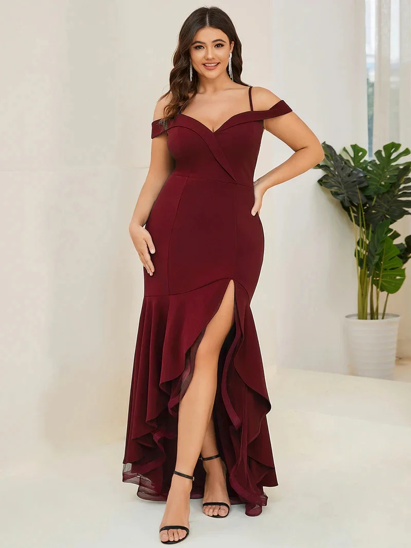 Plus Size Evening Dresses Long Short Sleeve Spaghetti Strap Deep V Neck and Fishtail Gown 2023 Ever Pretty of Prom Women Dress - Image 7