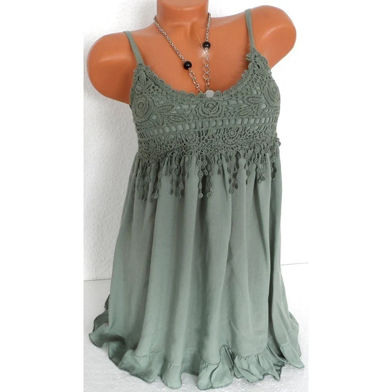 Plus Size Fashion Women Sexy vest dress Summer Sleeveless Top Lace Tank Shirt Blouse 7 Colors - Image 3