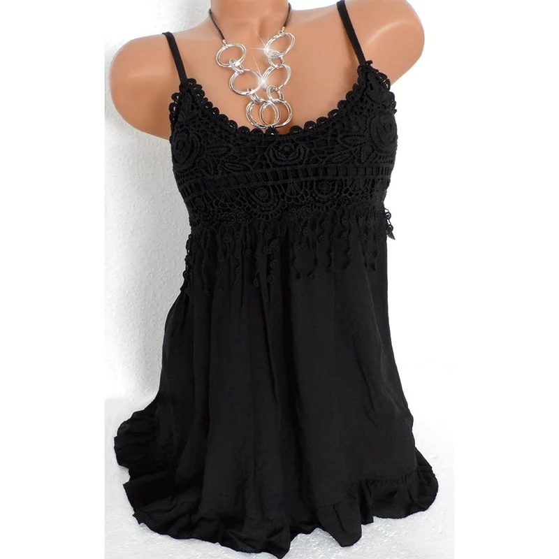 Plus Size Fashion Women Sexy vest dress Summer Sleeveless Top Lace Tank Shirt Blouse 7 Colors - Image 6