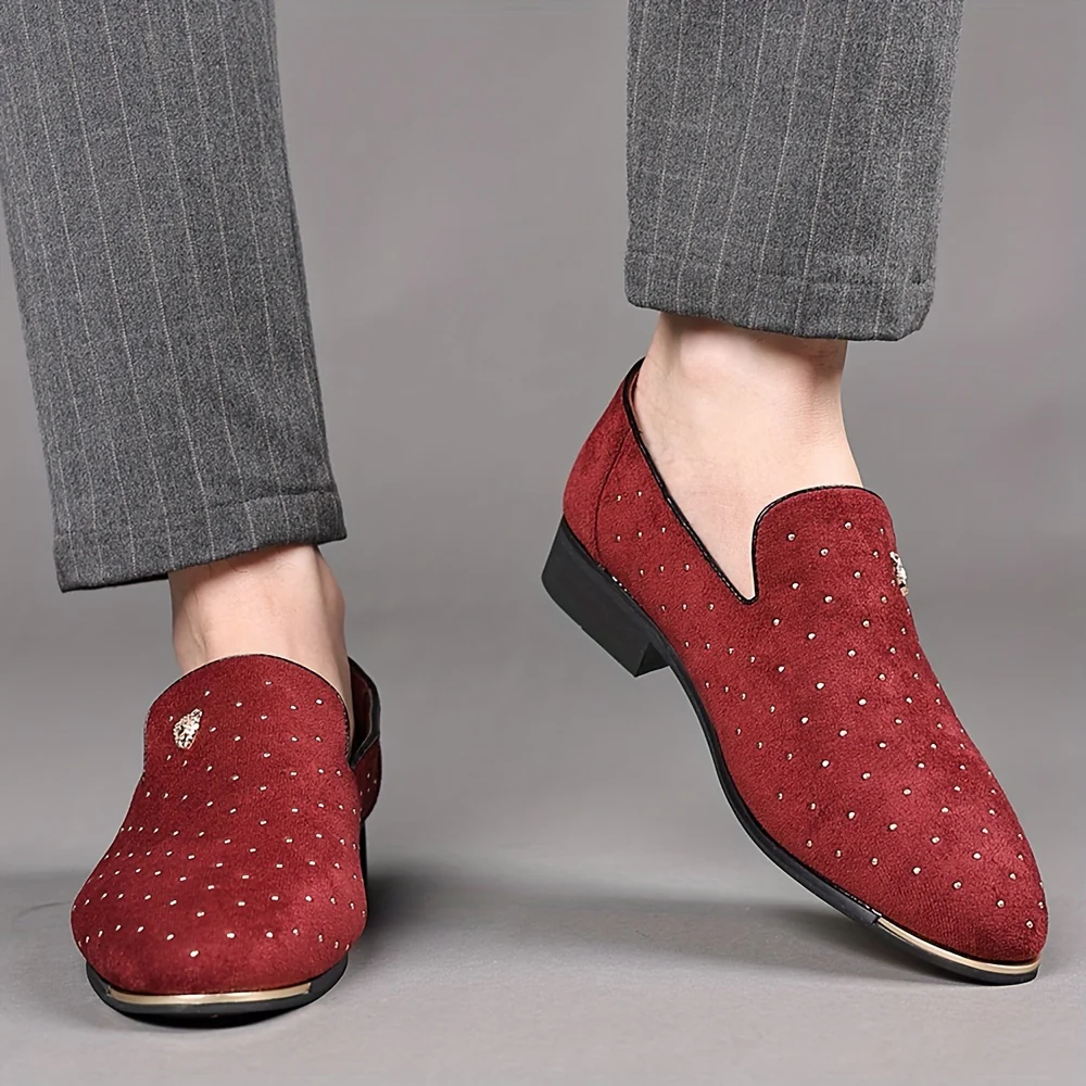Plus Size Men's Solid Color Slip On Low Heel Loafer Shoes, Comfy Non Slip Durable Rubber Sole Fabric Dress Shoes, Men's Footwear - Image 10