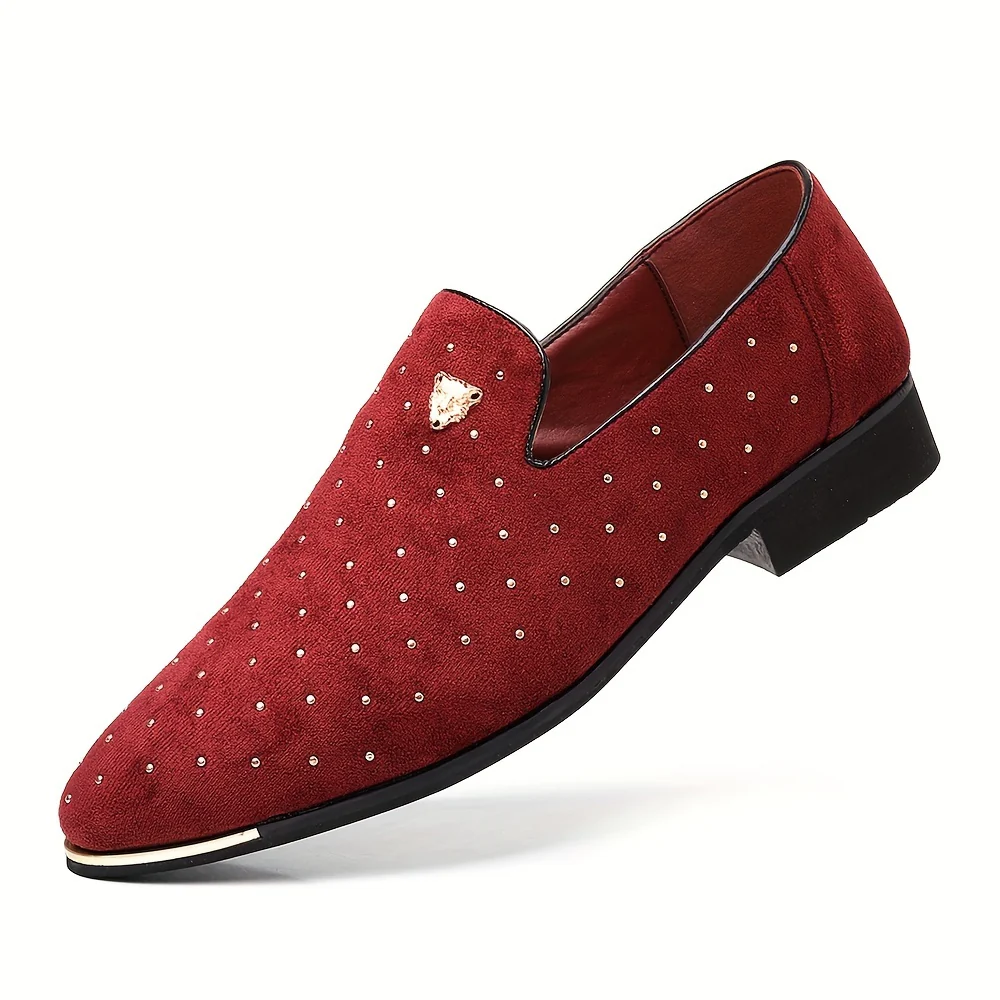 Plus Size Men's Solid Color Slip On Low Heel Loafer Shoes, Comfy Non Slip Durable Rubber Sole Fabric Dress Shoes, Men's Footwear - Image 11
