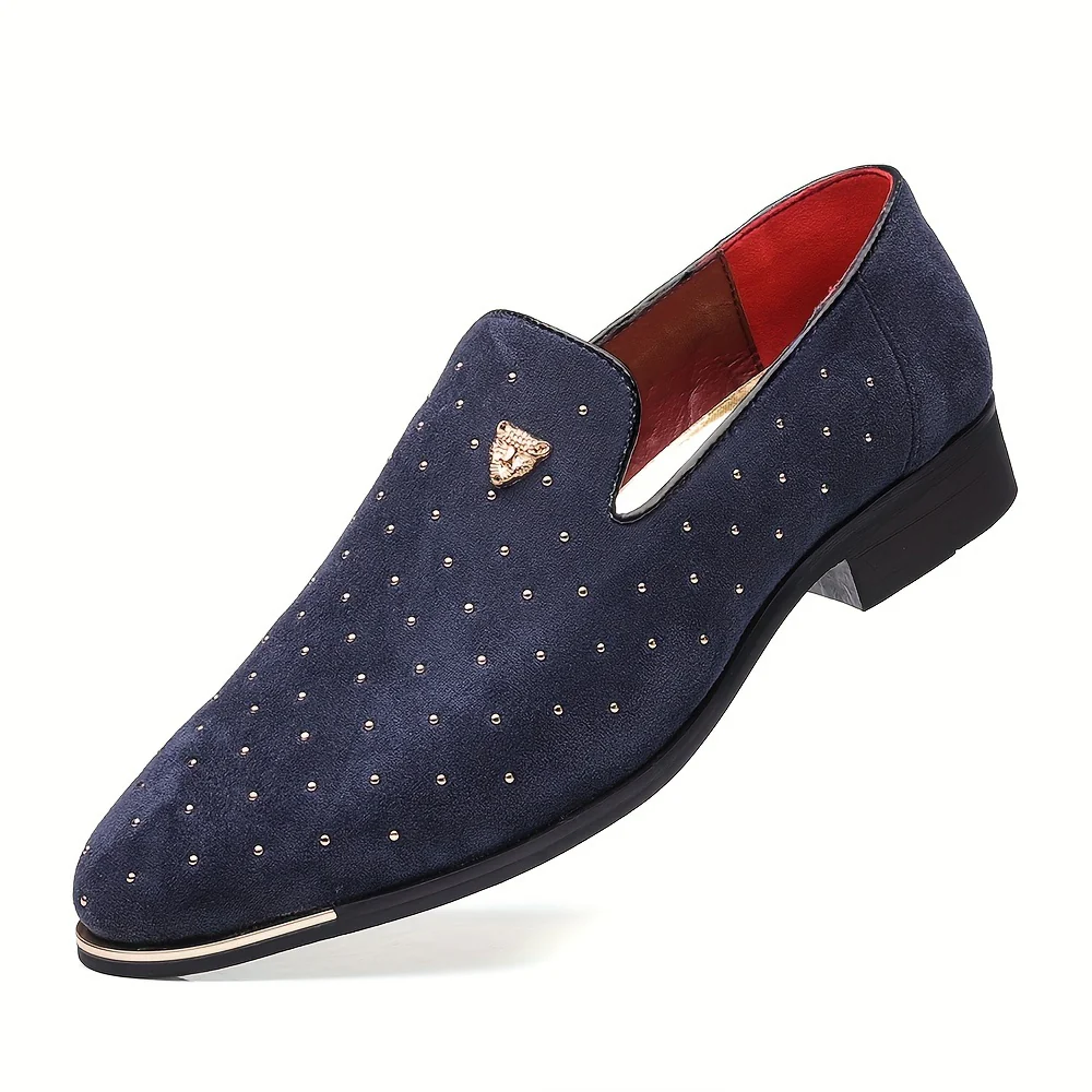 Plus Size Men's Solid Color Slip On Low Heel Loafer Shoes, Comfy Non Slip Durable Rubber Sole Fabric Dress Shoes, Men's Footwear - Image 12
