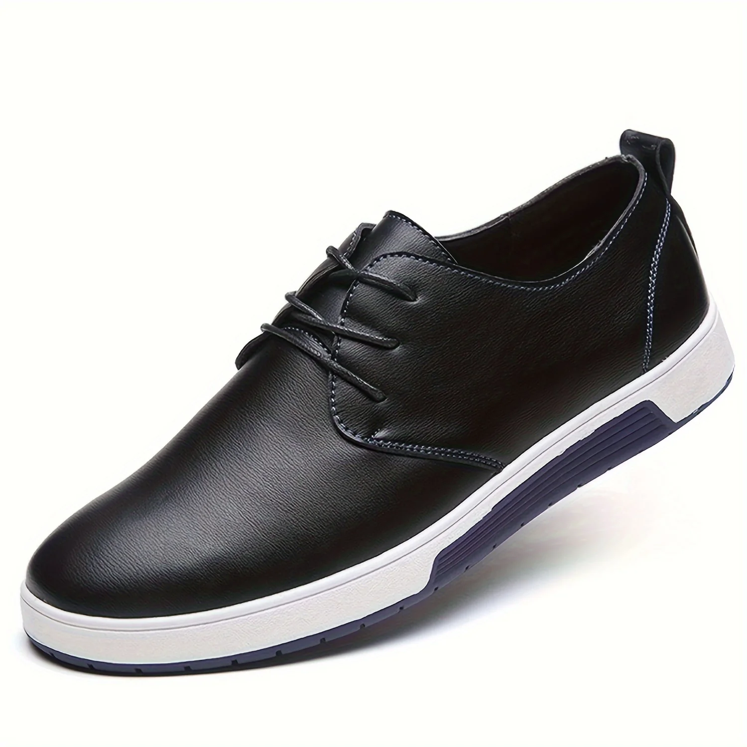 Plus Size Men's Solid Colour Business Style Shoes With Or Without Hollow Design, Comfy Non Slip Lace Up Durable Rubber Sole Shoes, Men's Footwear - Image 12