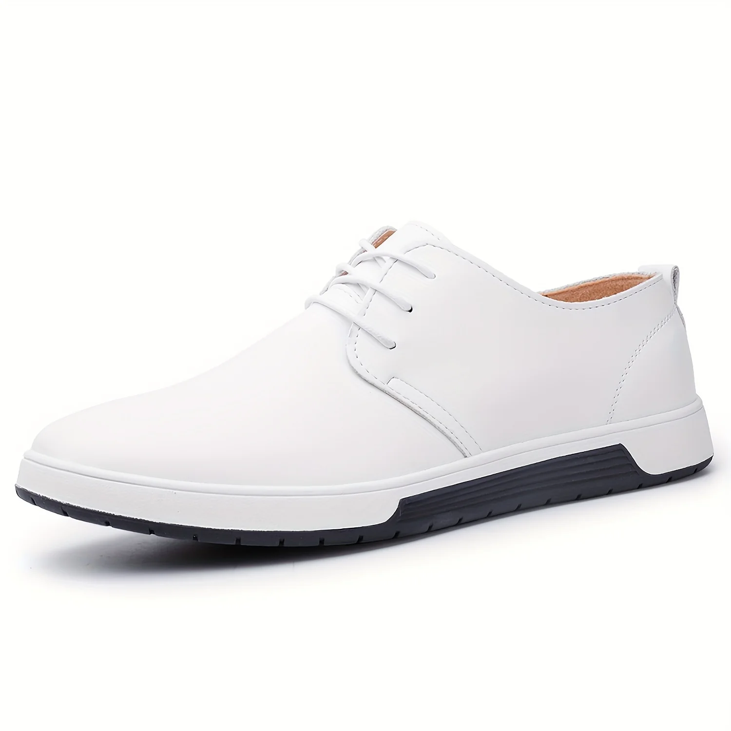Plus Size Men's Solid Colour Business Style Shoes With Or Without Hollow Design, Comfy Non Slip Lace Up Durable Rubber Sole Shoes, Men's Footwear - Image 13