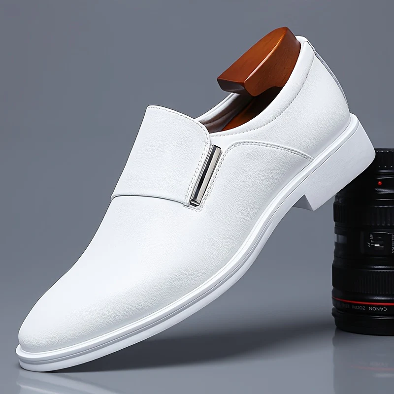 Plus Size Men's Solid Colour Slip On Business Style Dress Shoes, Comfy Non Slip Rubber Sole Durable Formal Shoes, Men's Footwear - Image 6