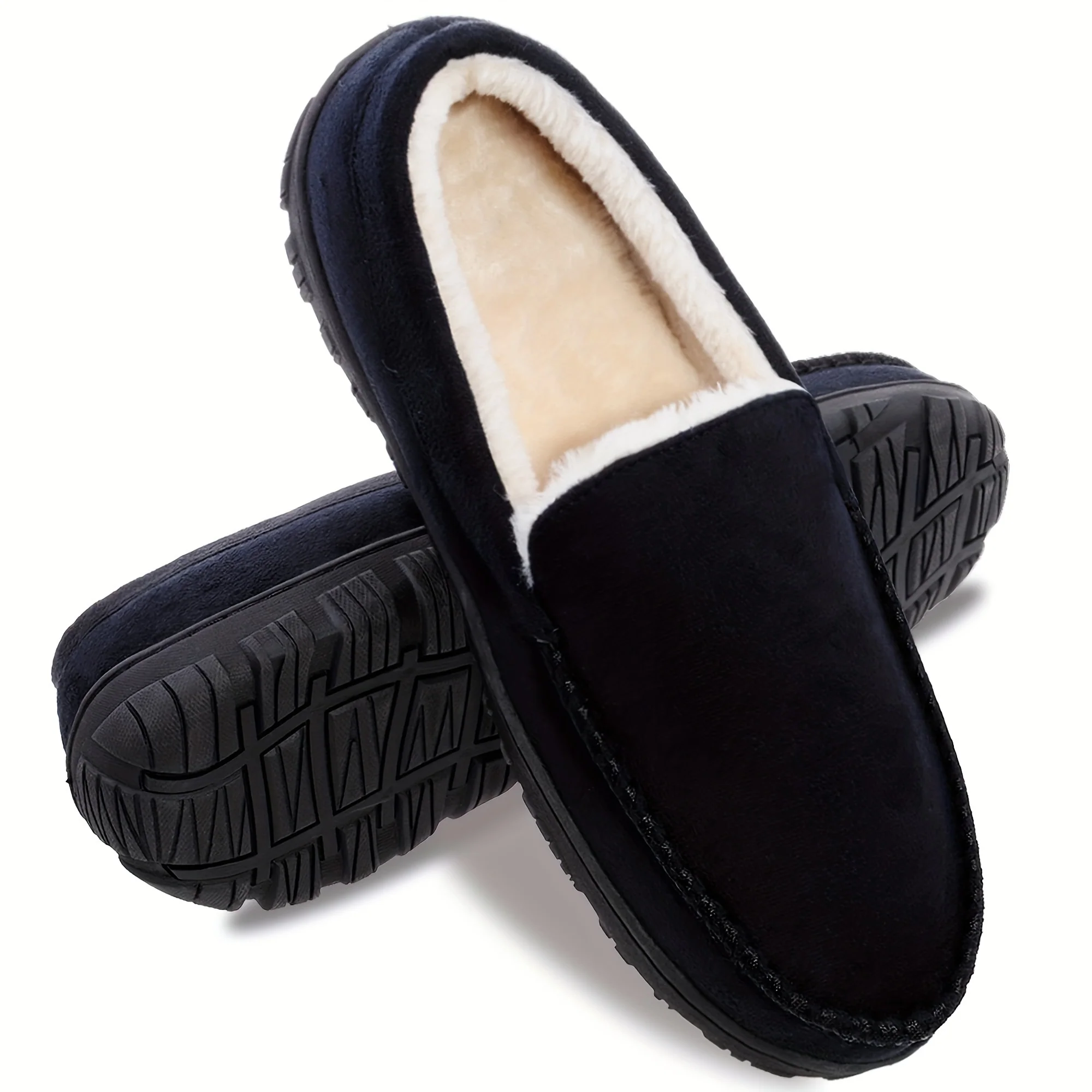Plus Size Men's Solid Colour Slip On Loafer Shoes With Warm Plush Lining, Comfy Non Slip Rubber Sole Dress Shoes, Men's Footwear - Image 6