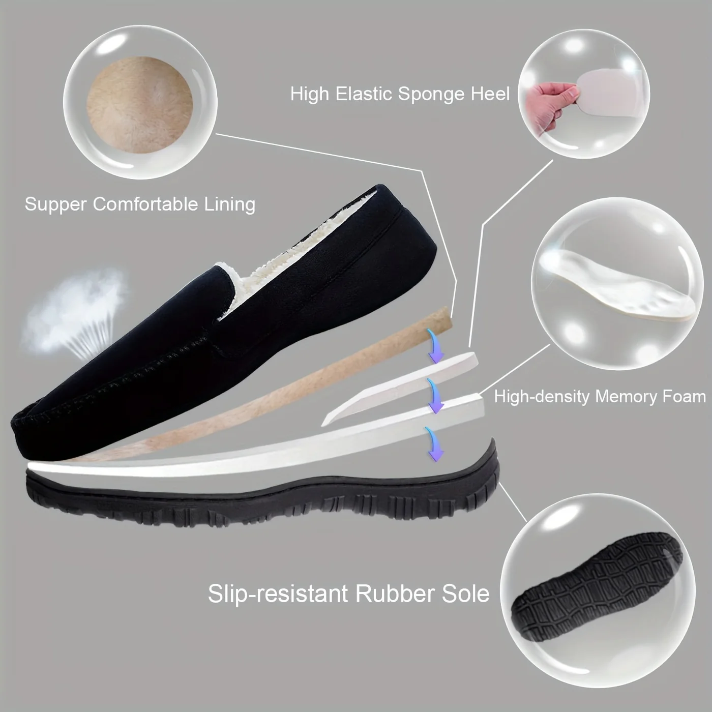 Plus Size Men's Solid Colour Slip On Loafer Shoes With Warm Plush Lining, Comfy Non Slip Rubber Sole Dress Shoes, Men's Footwear - Image 7