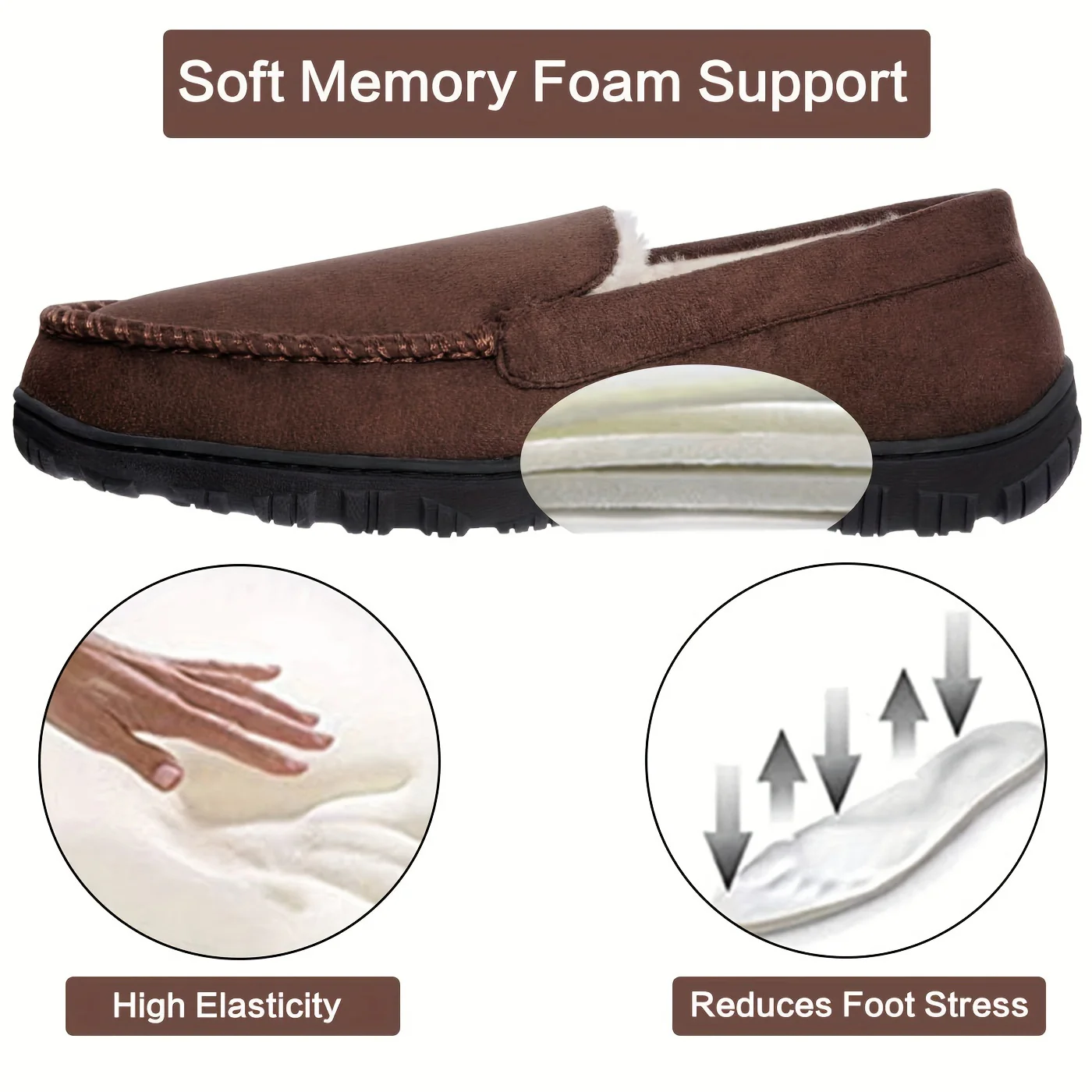 Plus Size Men's Solid Colour Slip On Loafer Shoes With Warm Plush Lining, Comfy Non Slip Rubber Sole Dress Shoes, Men's Footwear - Image 9