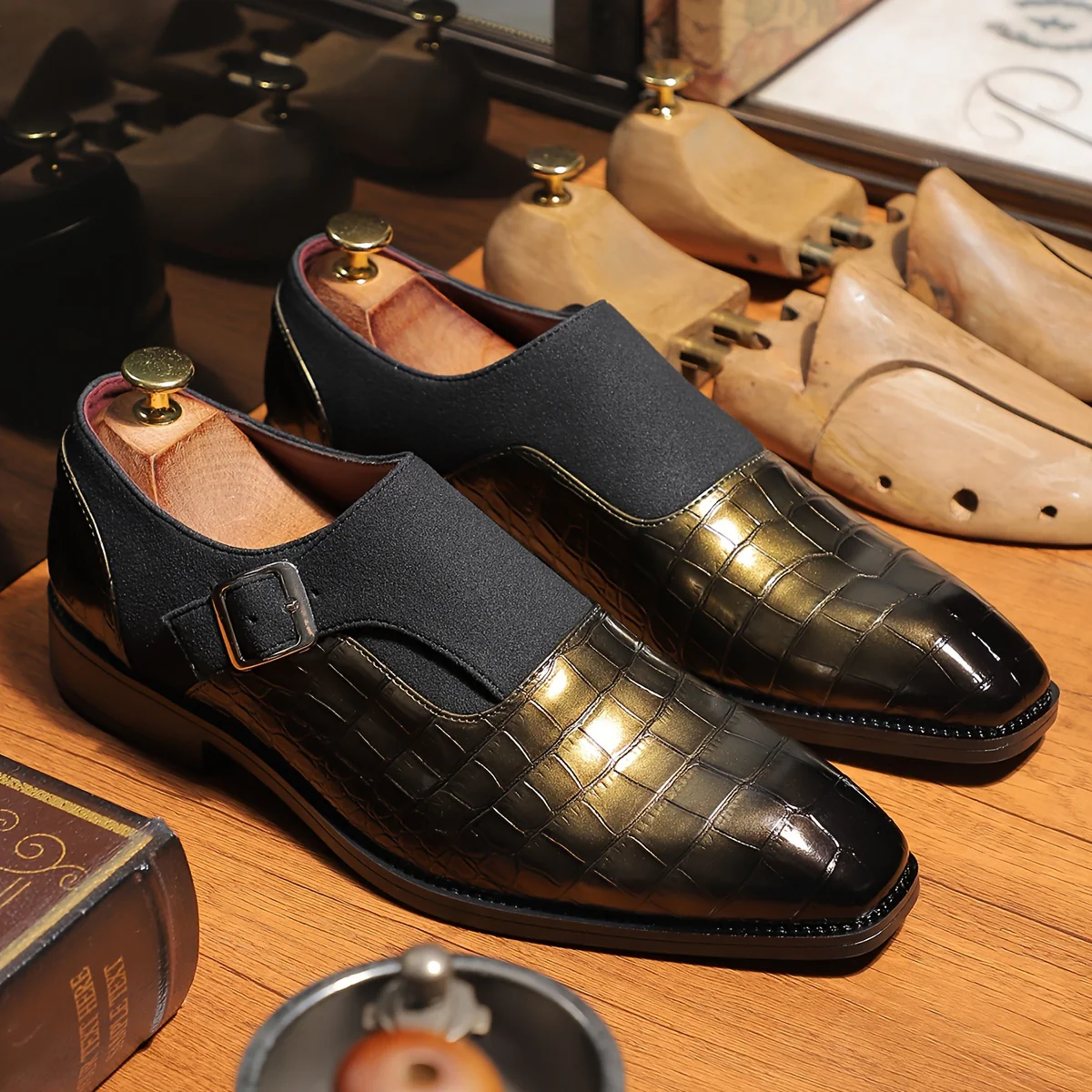 Plus Size Men's Stylish Monk Shoes With Adjustable Buckle Straps, Comfy Non Slip Durable Rubber Sole Dress Shoes, Men's Footwear - Image 5
