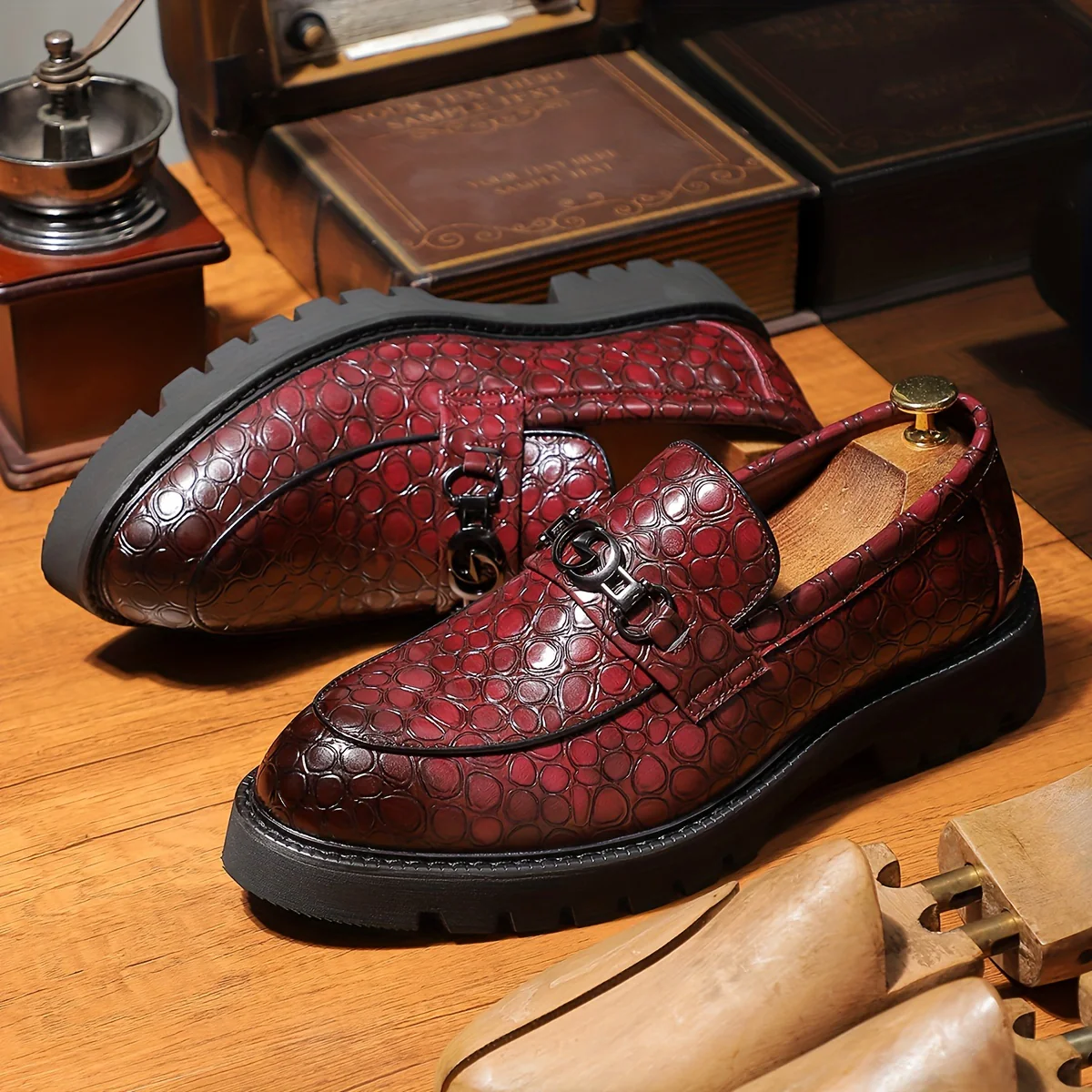 Plus Size Men's Trendy Slip On Chunky Loafer Shoes, Comfy Non Slip Durable Rubber Sole Casual Walking Shoes, Men's Footwear - Image 3