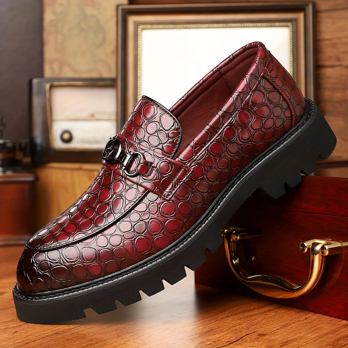 Plus Size Men's Trendy Slip On Chunky Loafer Shoes, Comfy Non Slip Durable Rubber Sole Casual Walking Shoes, Men's Footwear - Image 6