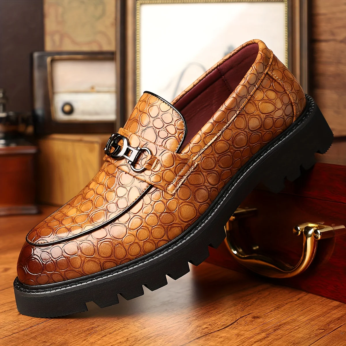 Plus Size Men's Trendy Slip On Chunky Loafer Shoes, Comfy Non Slip Durable Rubber Sole Casual Walking Shoes, Men's Footwear - Image 8