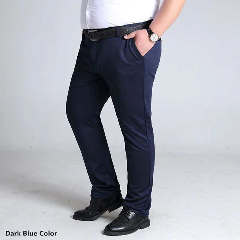 Plus Size Mens Trousers Work Pants Grey Black Dark Blue Elastic Straight Business Clothing - Image 2