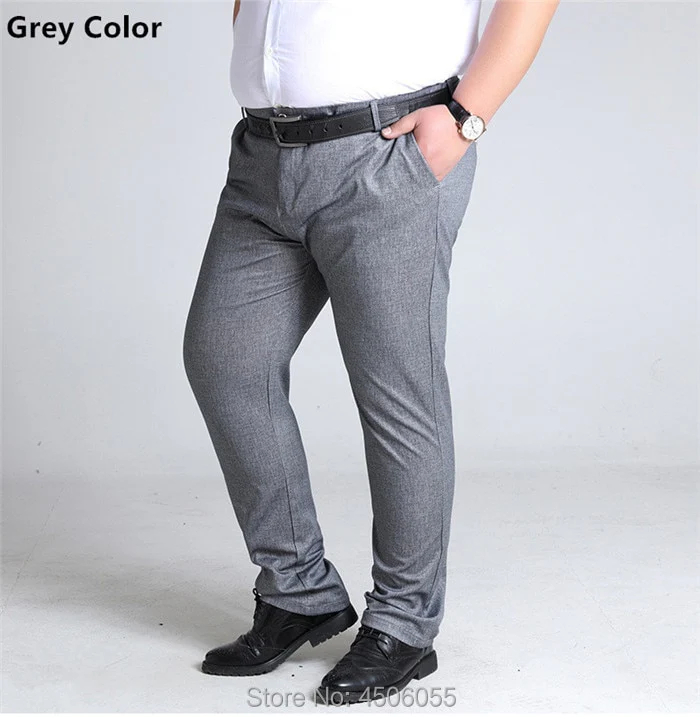 Plus Size Mens Trousers Work Pants Grey Black Dark Blue Elastic Straight Business Clothing - Image 4