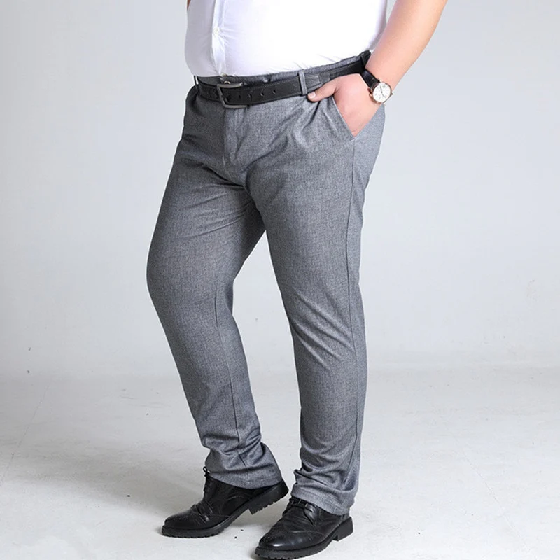 Plus Size Mens Trousers Work Pants Grey Black Dark Blue Elastic Straight Business Clothing - Image 5